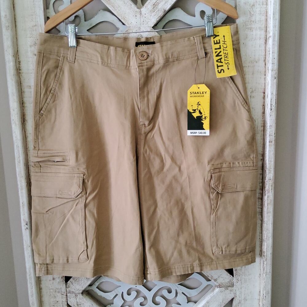 Stanley Men's Workwear Stretch Cargo Cotton Shorts in Khaki